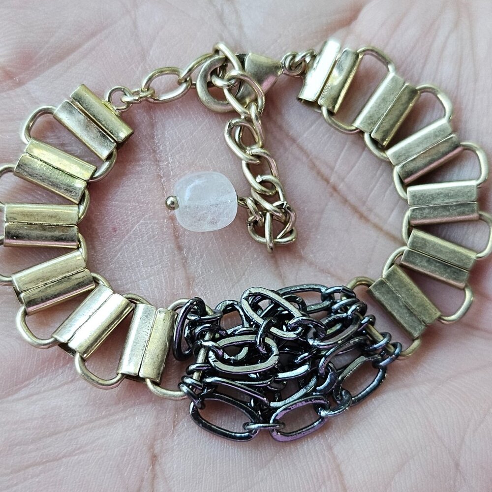 Melrose and Market Girls Bracelet Gold/Black Tone Chain Wristband Jewelry